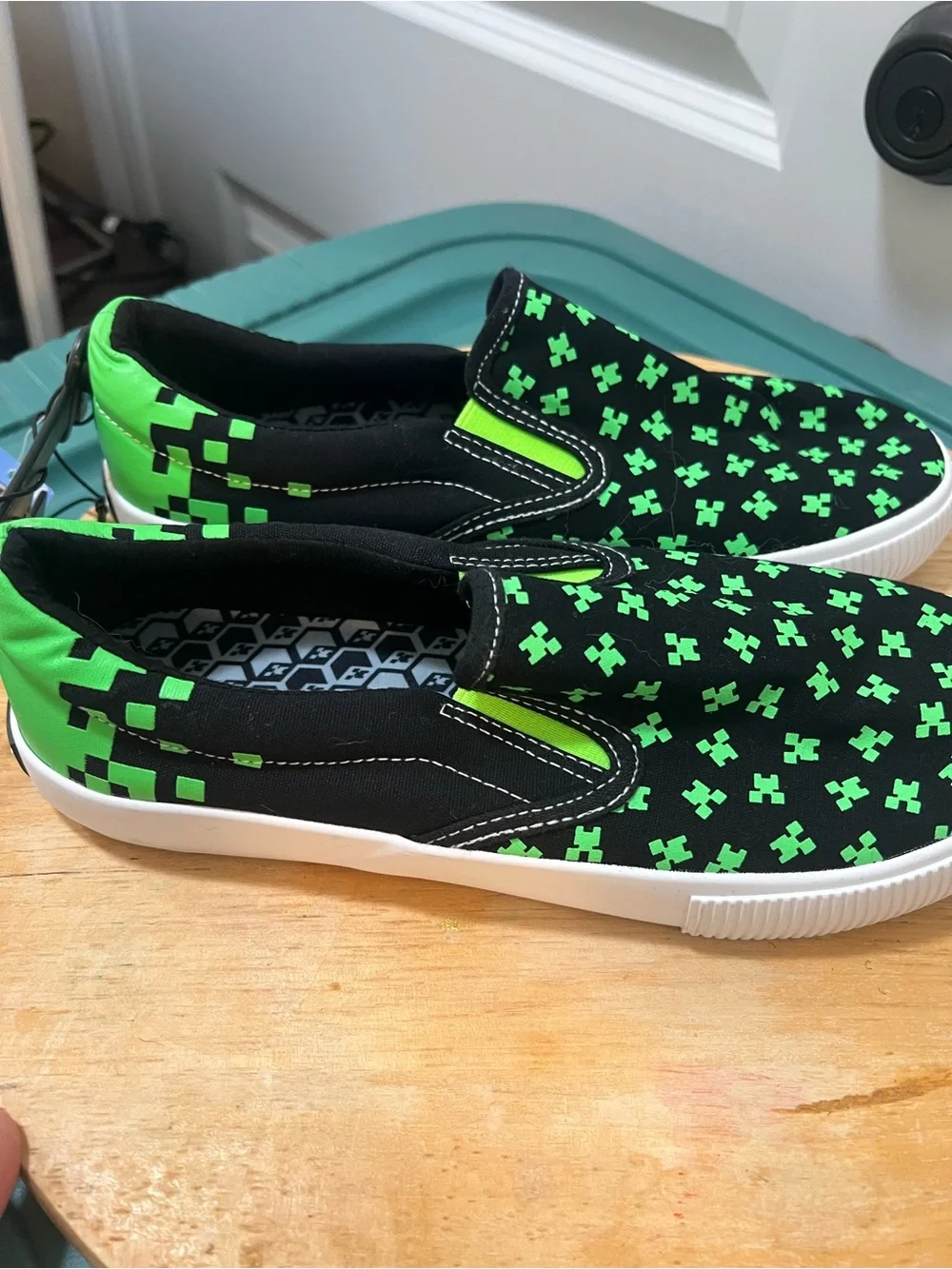 Kids Slip-On Sneakers in Black & Neon Green